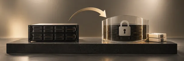 Concept illustration of data copied to separate, protected backup storage